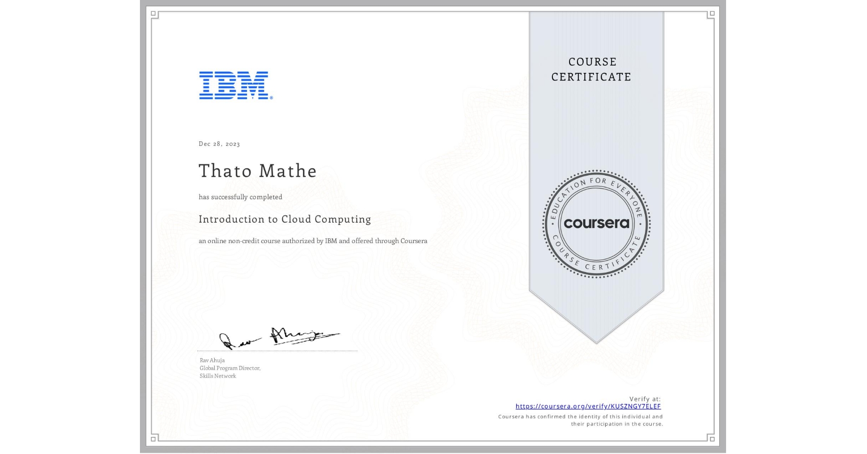 Cloud Computing Certificate